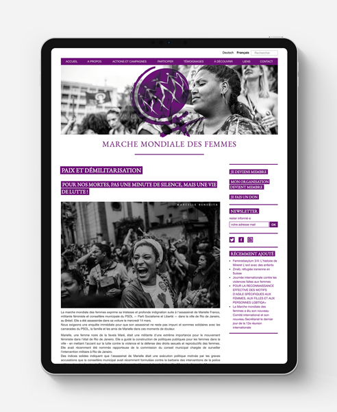 Website Marche Mondiale des Femmes